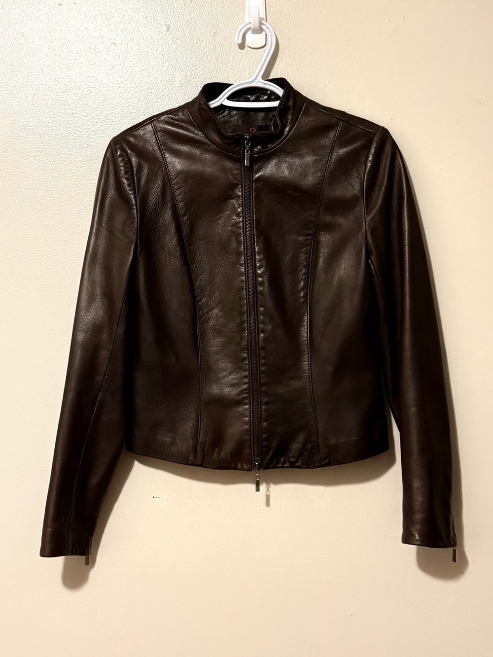 Danier Brown Leather Zip-Front Jacket